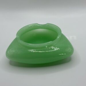 Vintage jadeite green glass Art ashtray trinket dish